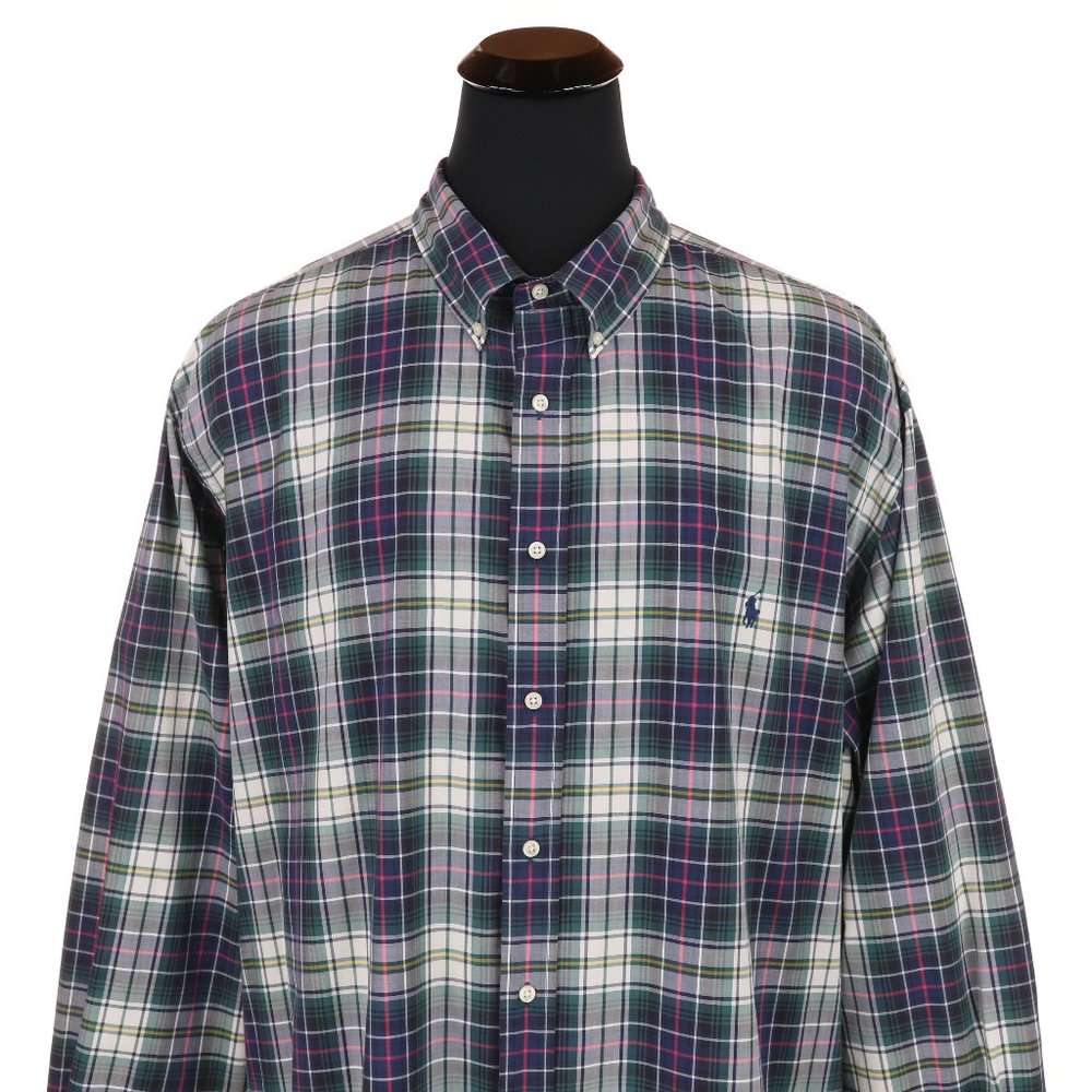 Ralph Lauren Long Sleeve Shirt Size 4XB Big - Green/Blue/White/Pink/Yellow Plaid - Picture 2 of 6